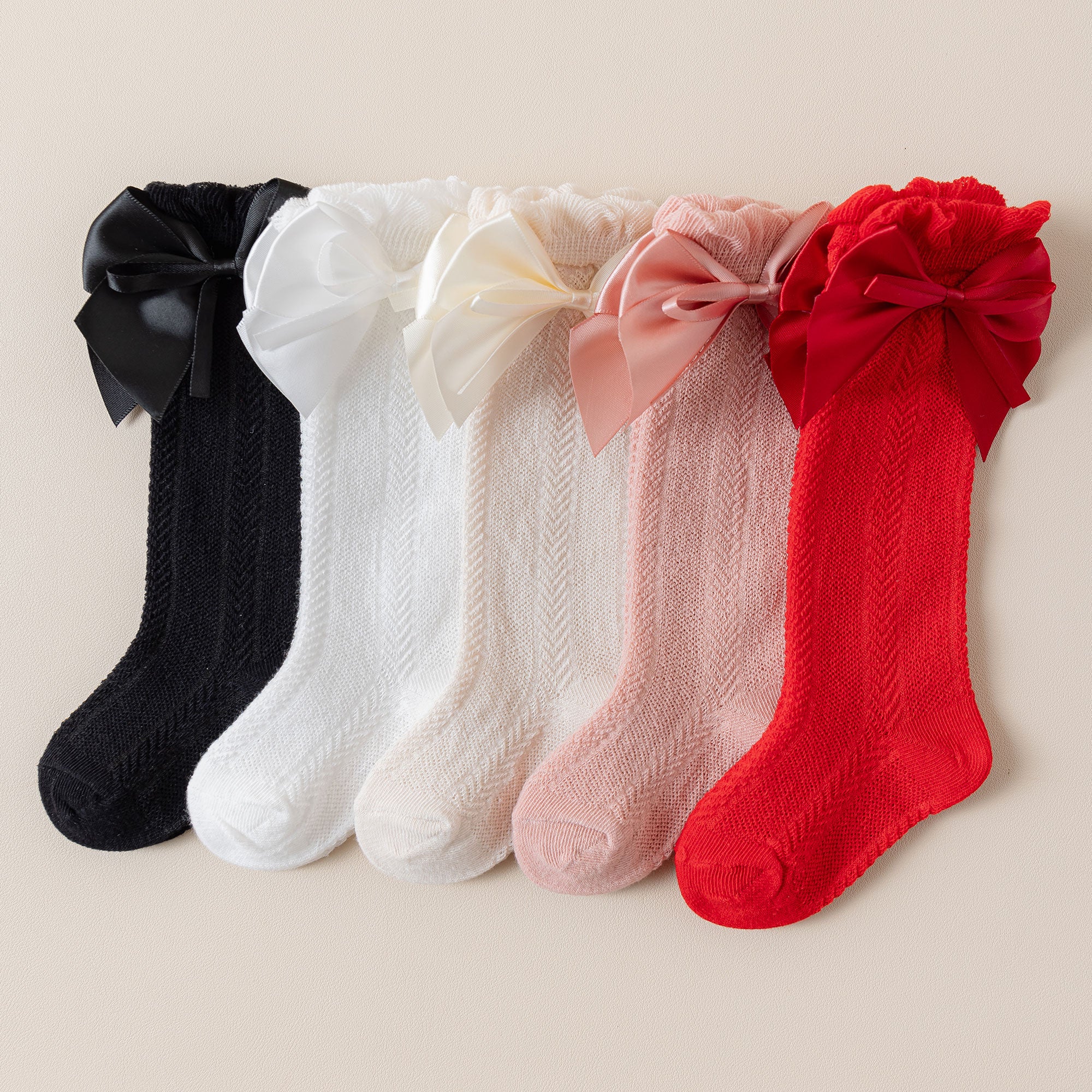 Pinecub Soft Cotton Baby Knee-High Socks with Bow - Wholesale Bulk Orders