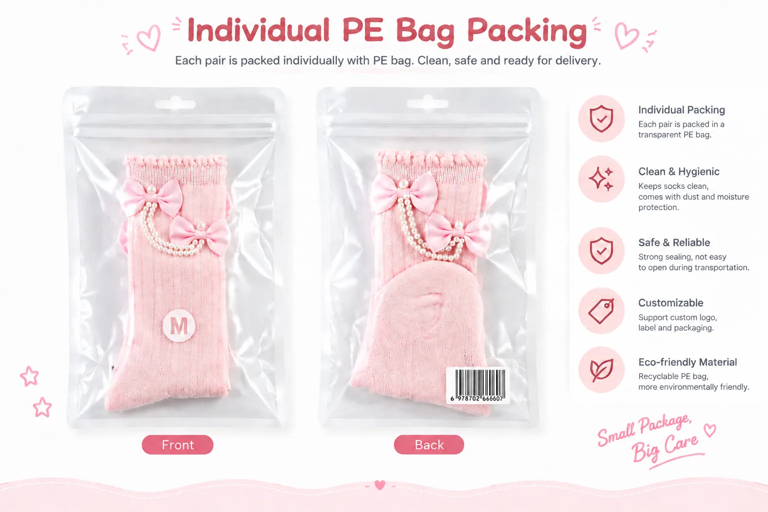 Baby socks individual PE bag packaging