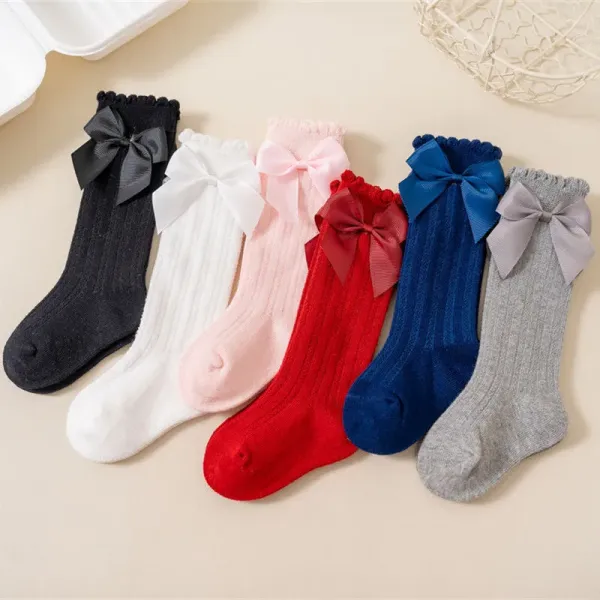 Baby Girls Knee High Bow Socks