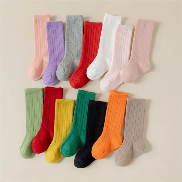Wholesale Basic Cotton Baby Socks - Solid Color Knee High Infant Socks Multi Colors